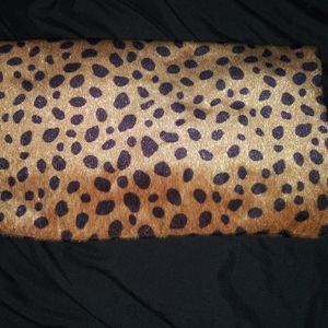 Cheetah print calf hair clutch